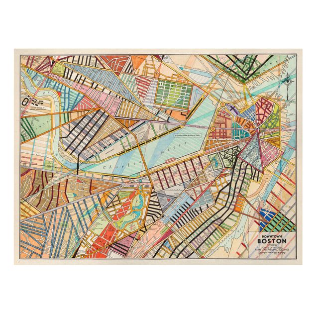 Print on canvas - Modern Map Of Boston