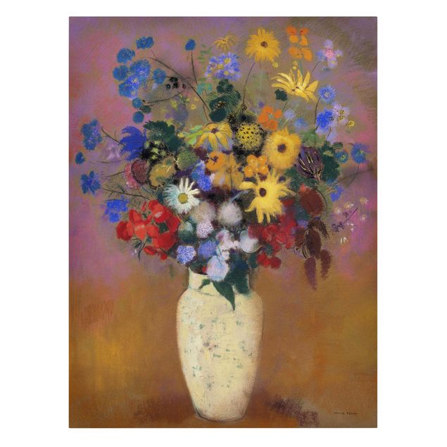 Print on canvas - Odilon Redon - White Vase with Flowers