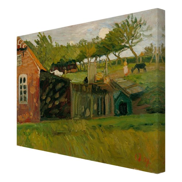 Print on canvas - Otto Modersohn - Red House With Stables