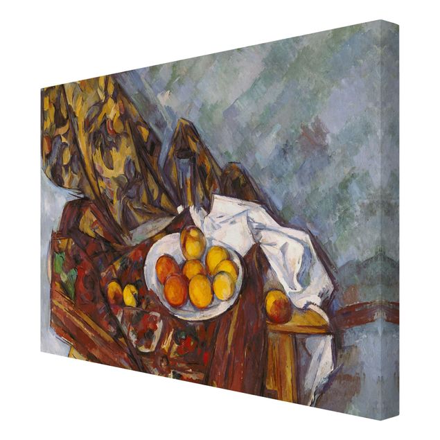 Print on canvas - Paul Cézanne - Still Life, Flower Curtain, And Fruits