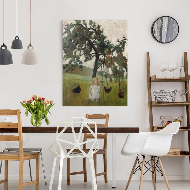 Print on canvas - Paula Modersohn-Becker - Elsbeth with Chickens under Apple Tree