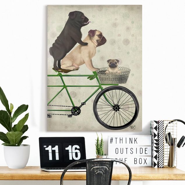 Print on canvas - Cycling - Pugs On Bike
