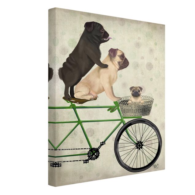 Print on canvas - Cycling - Pugs On Bike