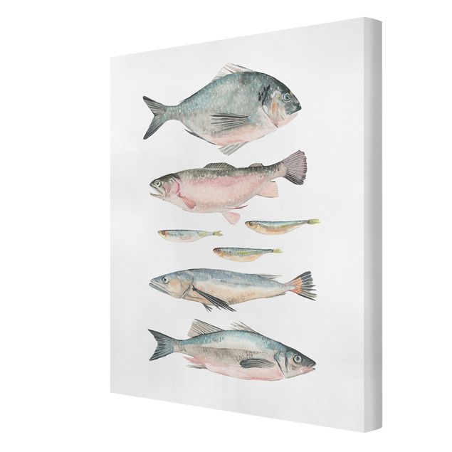 Print on canvas - Seven Fish In Watercolour II