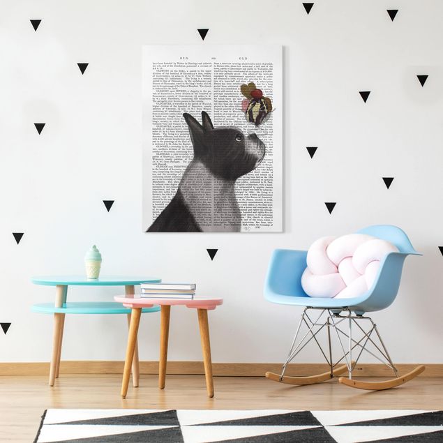Print on canvas - Animal Reading - Terrier With Ice