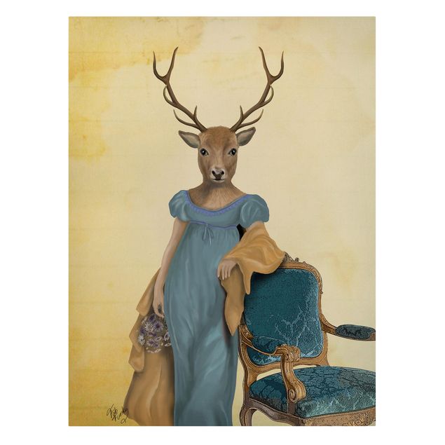 Print on canvas - Animal Portrait - Deer Lady