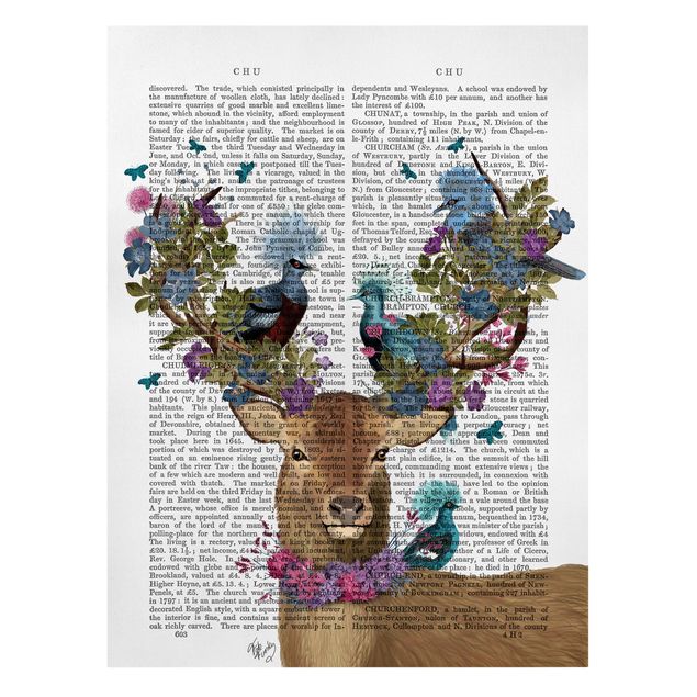 Print on canvas - Fowler - Deer With Pigeons