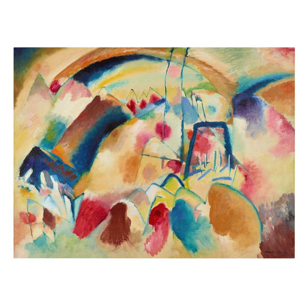 Print on canvas - Wassily Kandinsky - Landscape With Church (Landscape With Red Spotsi)