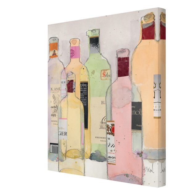 Print on canvas - Wine Bottles In Watercolour I