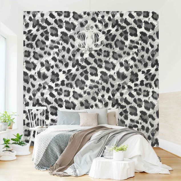 Wallpapers Leopard Print With Watercolour Pattern In Grey