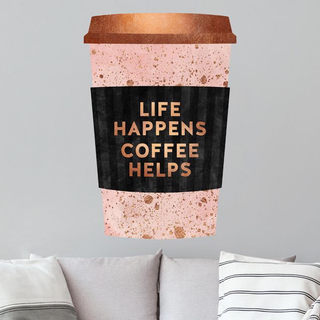 Wall decal Life Happens - Coffee Helps