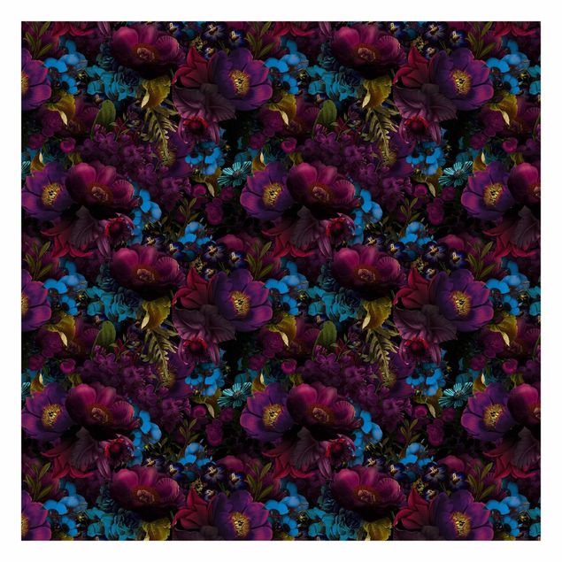Wallpaper - Purple Blossoms With Blue Flowers