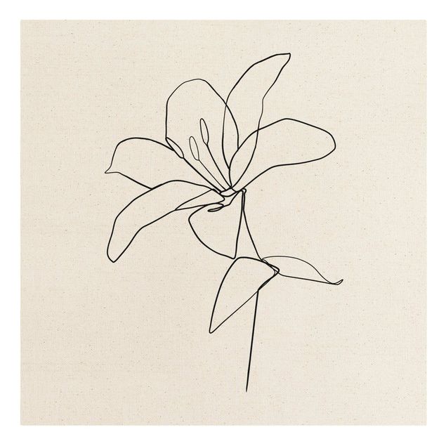 Natural canvas print - Line Art Flower Black And White - Square 1:1