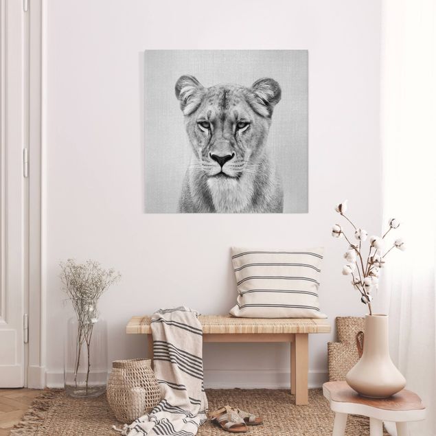 Canvas print - Lioness Lisa Black And White - Square 1:1