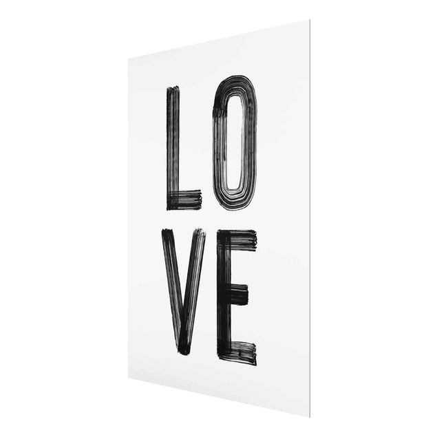 Glass print - Love Typo In Black