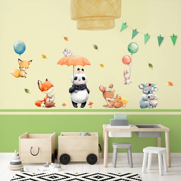 Animal print wall stickers Funny forest animals set