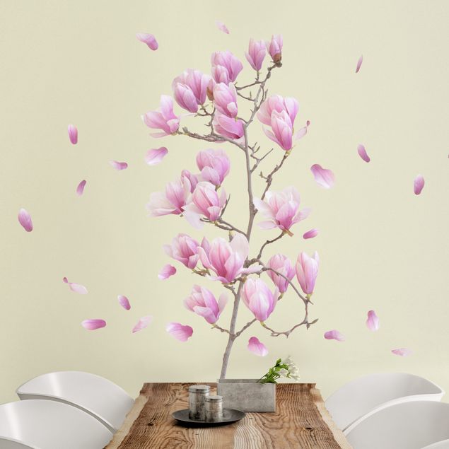 Floral wall stickers Magnolia branch set