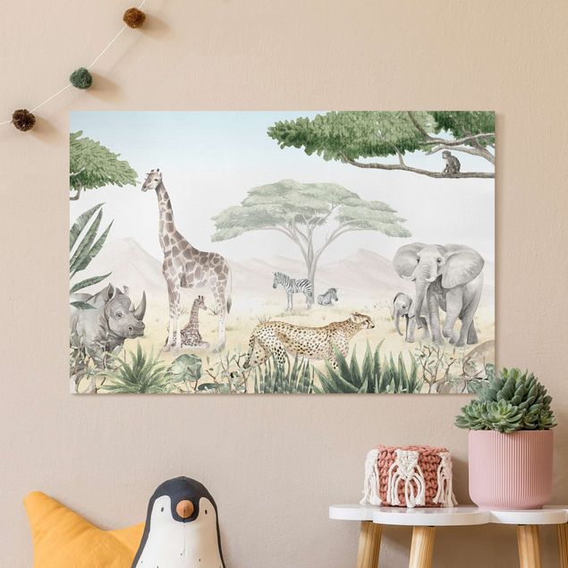 Print on canvas - Majestic animal world of the savannah - Landscape format 3:2