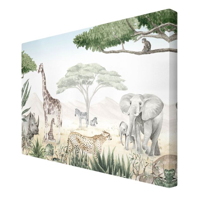 Print on canvas - Majestic animal world of the savannah - Landscape format 3:2