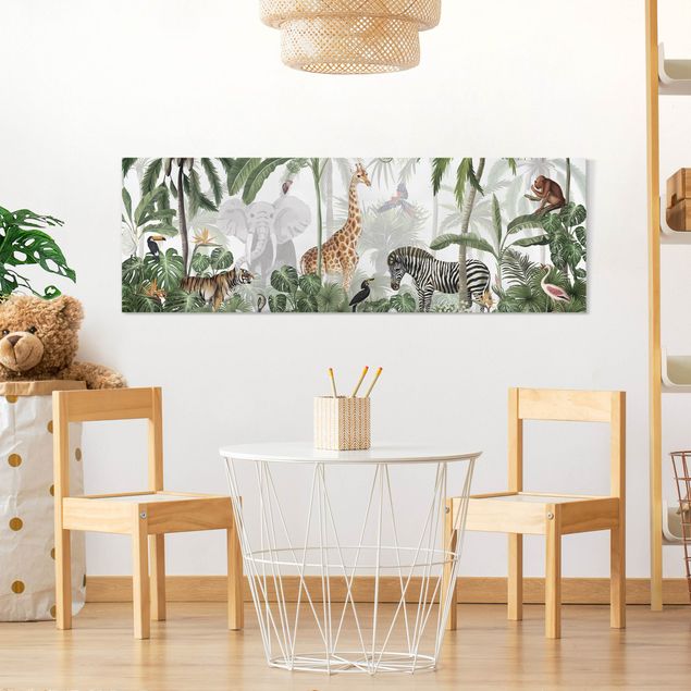 Print on canvas - Majestic animal world in the jungle - Panorama 3:1