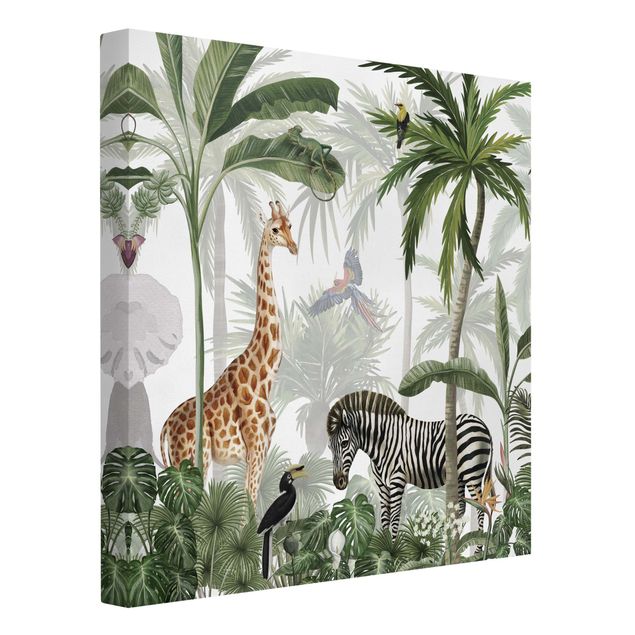 Print on canvas - Majestic animal world in the jungle - Square 1:1