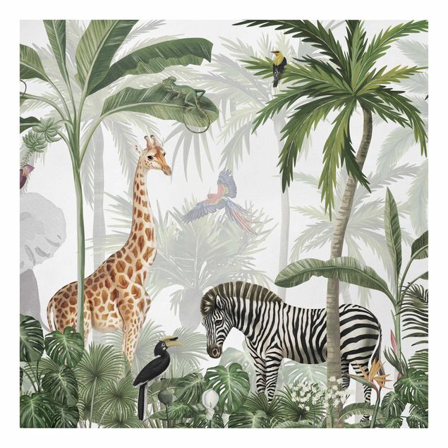 Print on canvas - Majestic animal world in the jungle - Square 1:1