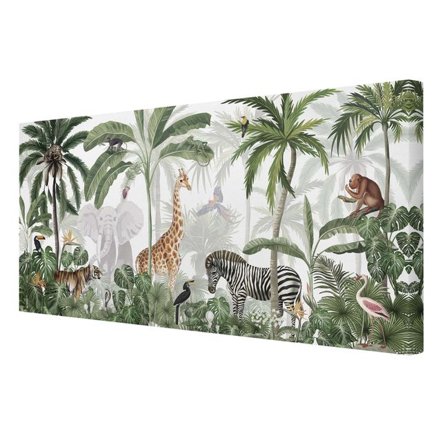 Print on canvas - Majestic animal world in the jungle - Landscape format 2:1