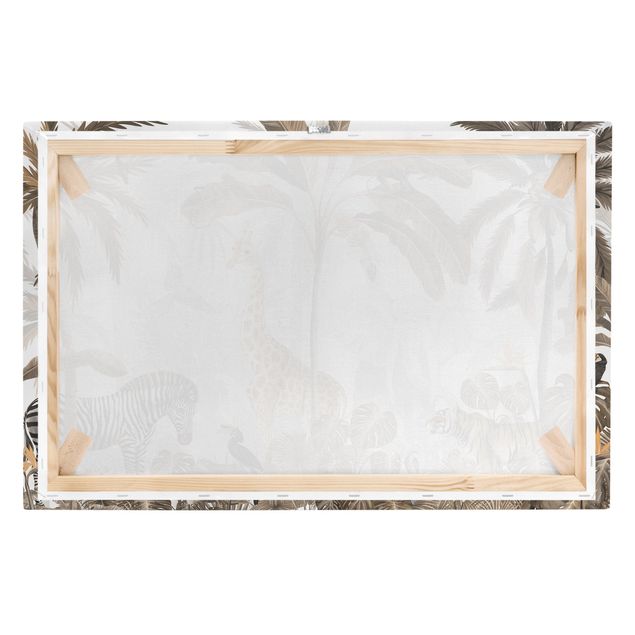Print on canvas - Majestic animal world in the jungle sepia - Landscape format 3:2