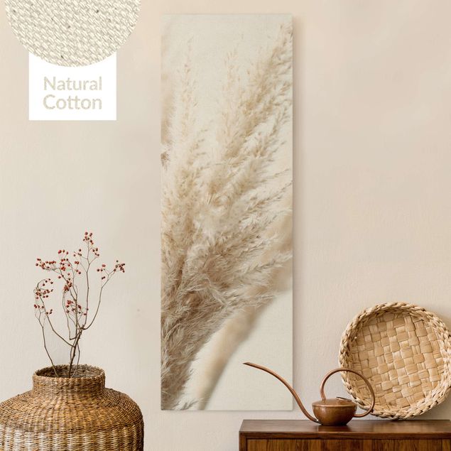 Natural canvas print - Macro Image Pampas Grass - Portrait format 1:3