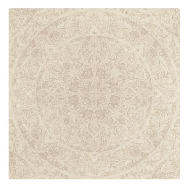 Natural canvas print - Mandala Watercolour Ornament Beige - Square 1:1
