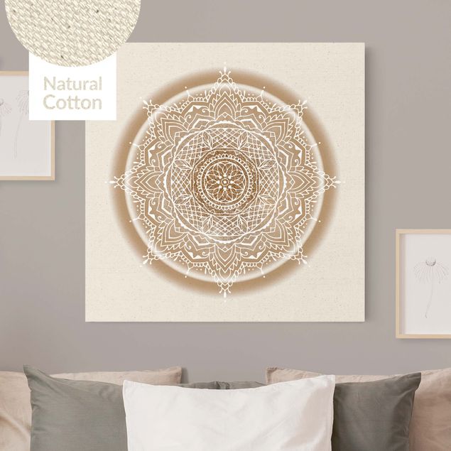 Natural canvas print - Mandala On Golden Circle - Square 1:1
