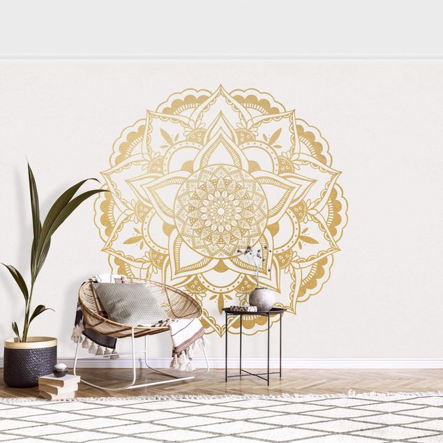Wallpaper - Mandala Flower Gold White