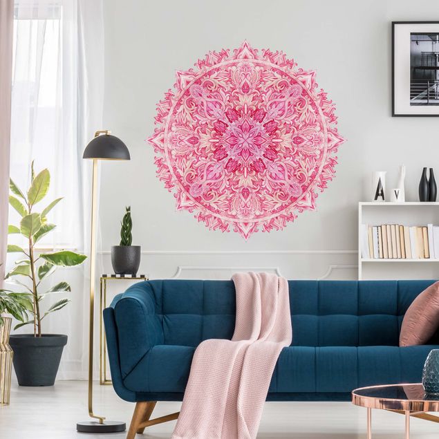 Wall art stickers Mandala hand painted watercolor pink