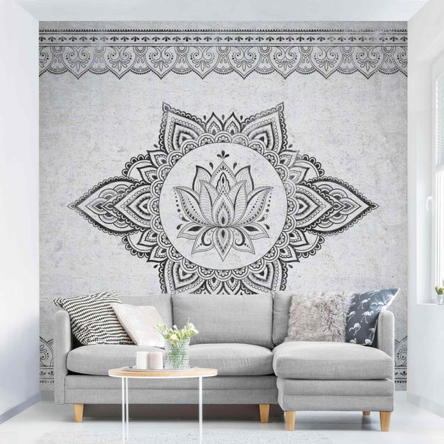 Wallpapers Mandala Lotus Concrete Look