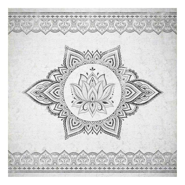 Glass print - Mandala Lotus Concrete Look