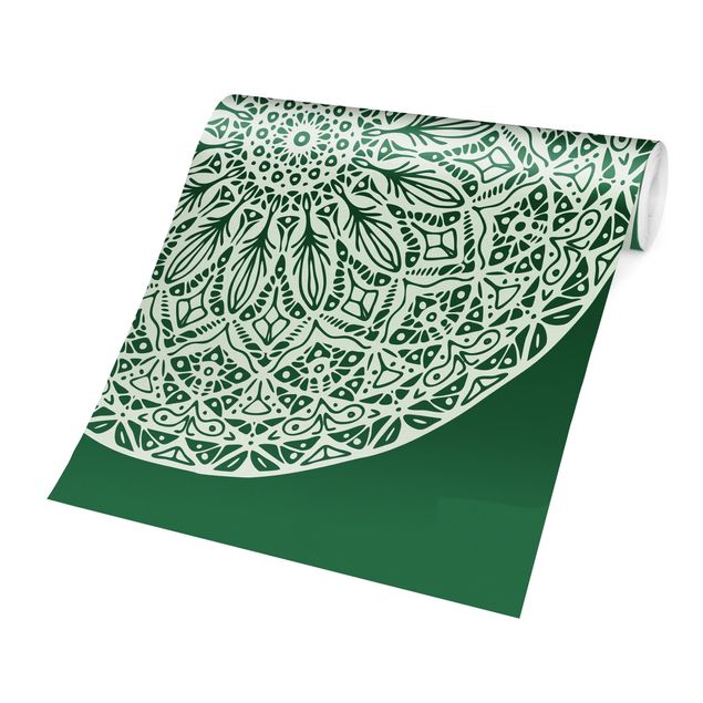 Wallpaper - Mandala Ornament Green Backdrop