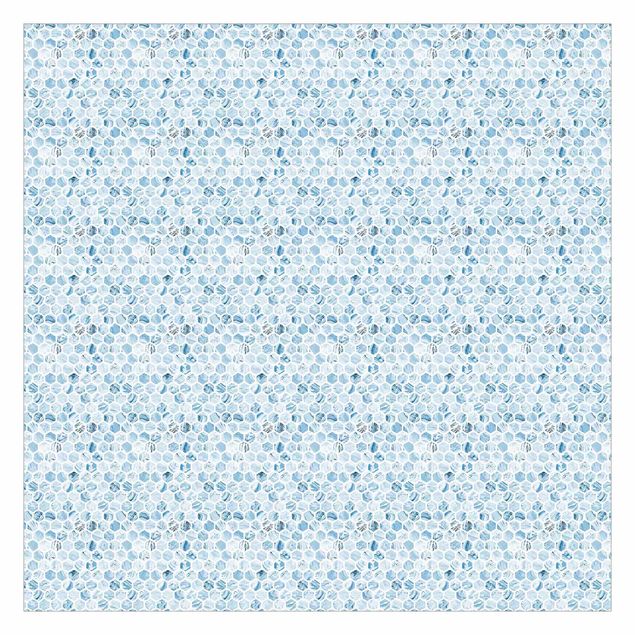 Walpaper - Marble Hexagons Blue Shades