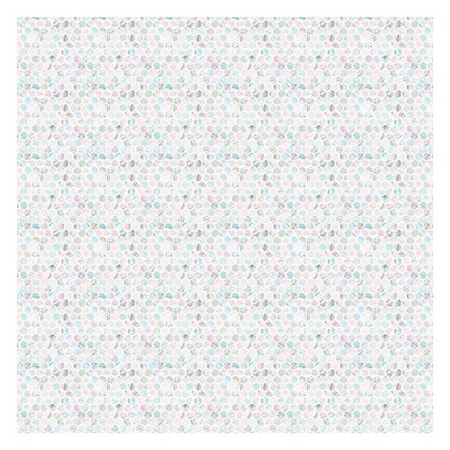 Wallpaper - Marble Hexagons Rose And Sea Blue