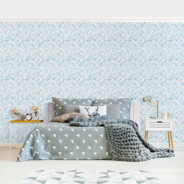 Wallpaper - Marble Pattern Sea Blue