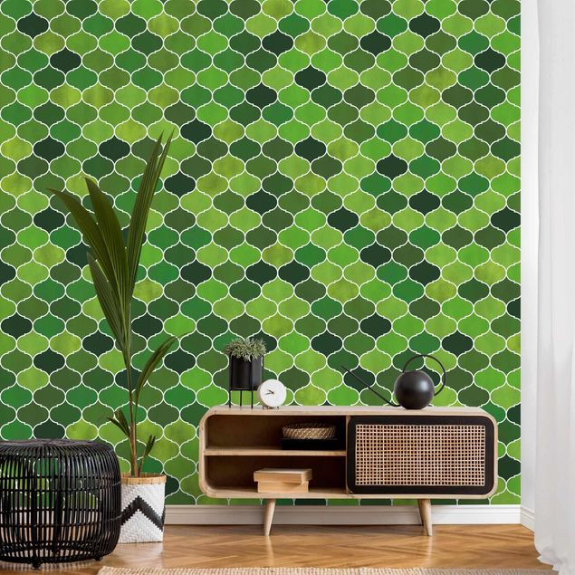 Wallpapers Moroccan Watercolour Pattern Green