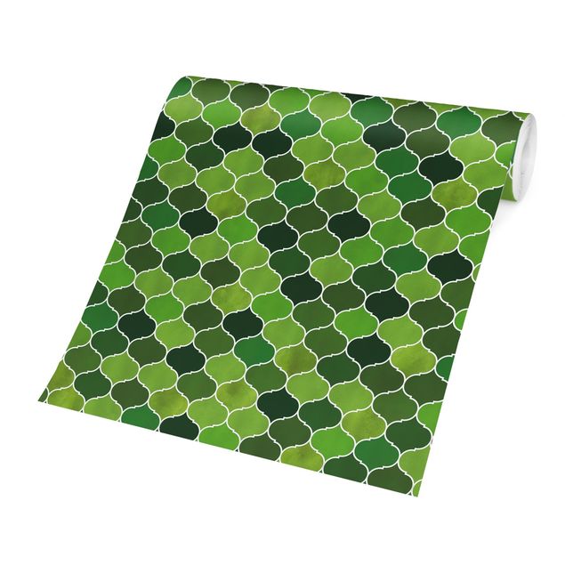 Wallpaper - Moroccan Watercolour Pattern Green