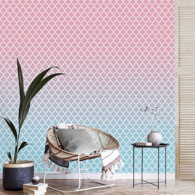 Wallpaper - Moroccan Pattern With Gradient In Pink Blue