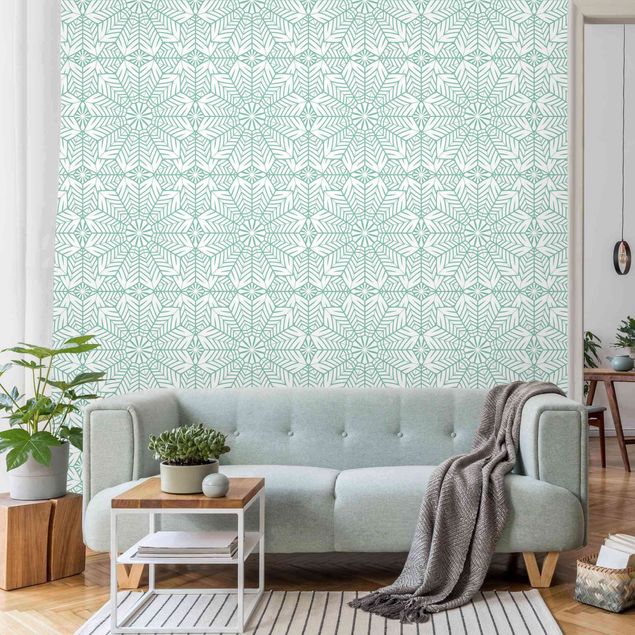 Wallpapers Moroccan XXL Tile Pattern In Turquoise