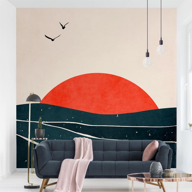Wallpapers Ocean In Front Of Red Sun