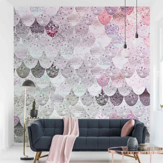 Wallpapers Mermaid Magic Light Pink Grey