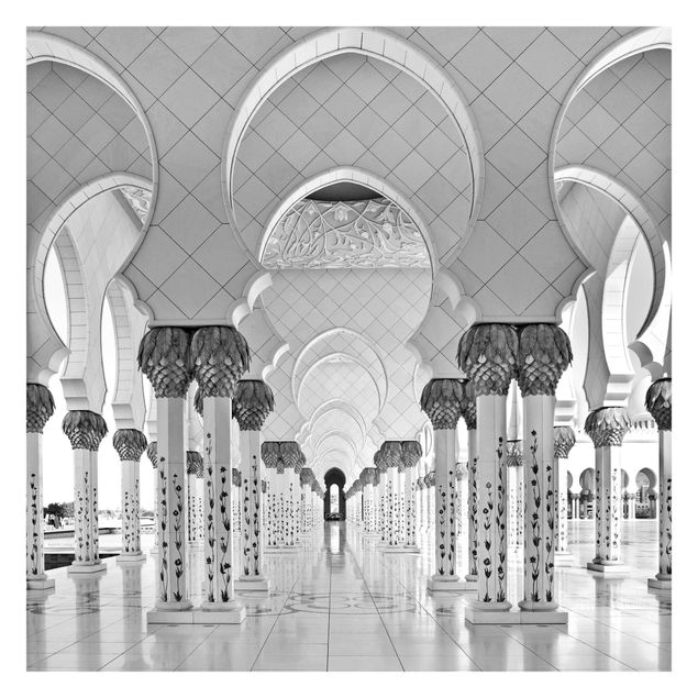 Wallpaper - Mosque In Abu Dhabi Black And White