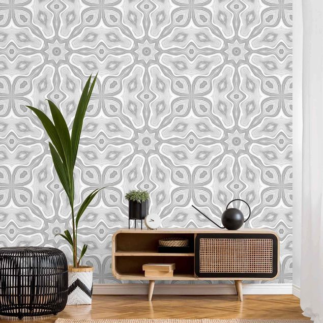 Wallpaper - Pattern In Gray And Silver With Stars