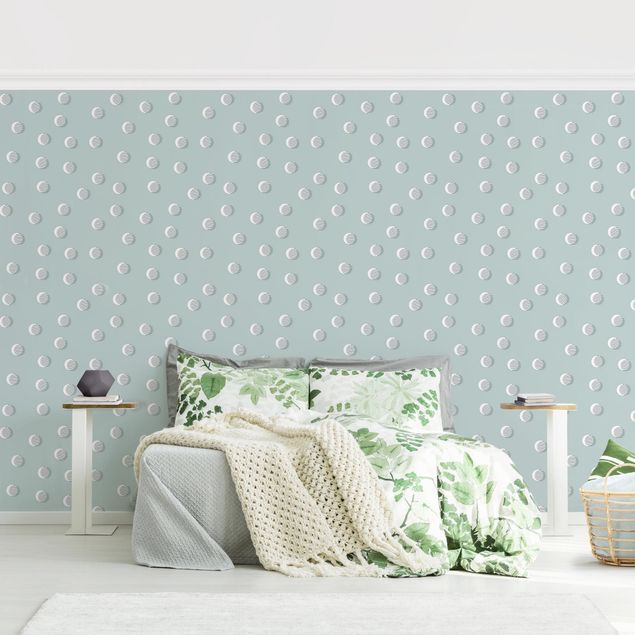 Walpaper - Pattern With Dots And Circles On Bluish Grey