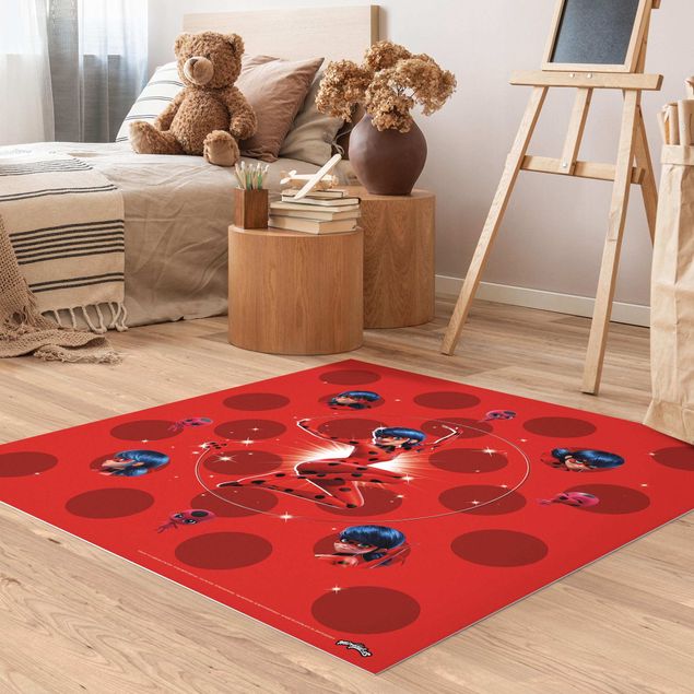 modern area rugs Miraculous Ladybug On Red Dots