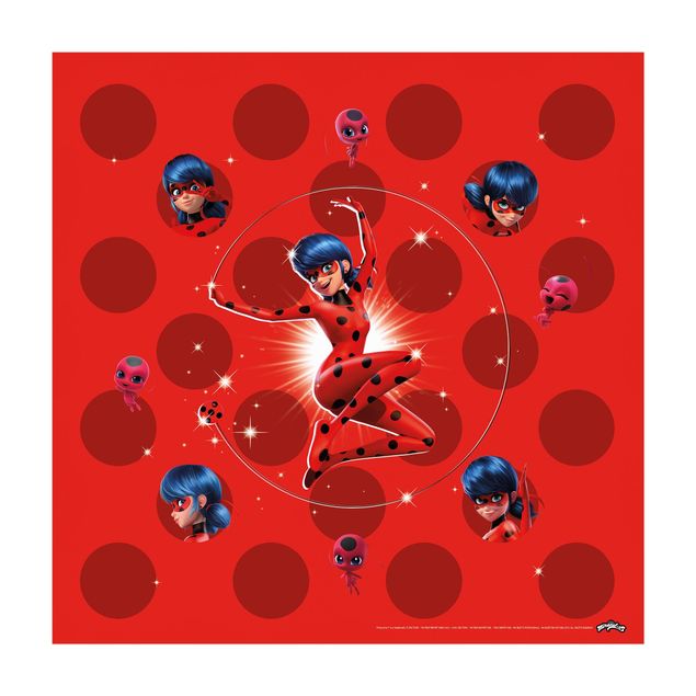 Vinyl Floor Mat - Miraculous Ladybug On Red Dots - Square 1:1